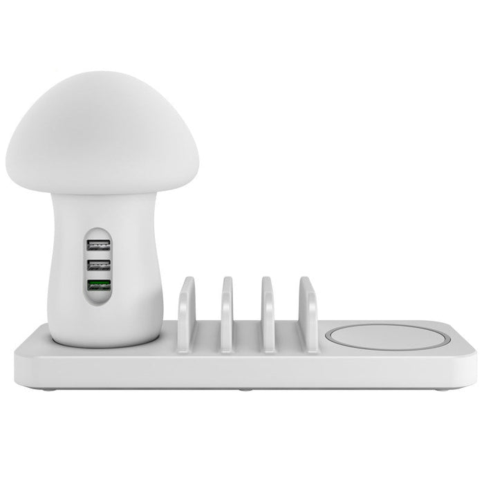Bakeey Mushroom Light 3-in-1 - 3 Ports USB 10W Fast Qi Wireless Charger for Samsung & iPhone - Efficient Phone Charging Solution for Multiple Devices - Shopsta EU
