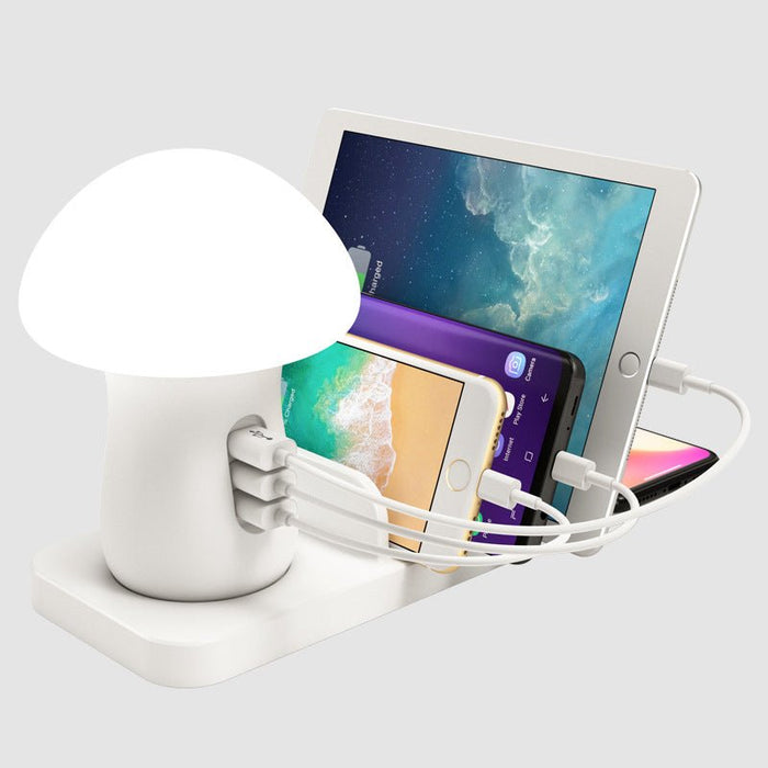 Bakeey Mushroom Light 3-in-1 - 3 Ports USB 10W Fast Qi Wireless Charger for Samsung & iPhone - Efficient Phone Charging Solution for Multiple Devices - Shopsta EU