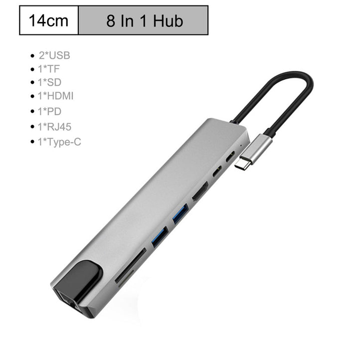 USB C HUB 8 in 1 Adapter 4K HDMI 87W PD Port RJ45 Ethernet Docking USB C HUB 8 in 1 Adapter 4K HDMI 87W PD Port RJ45 Ethernet Docking