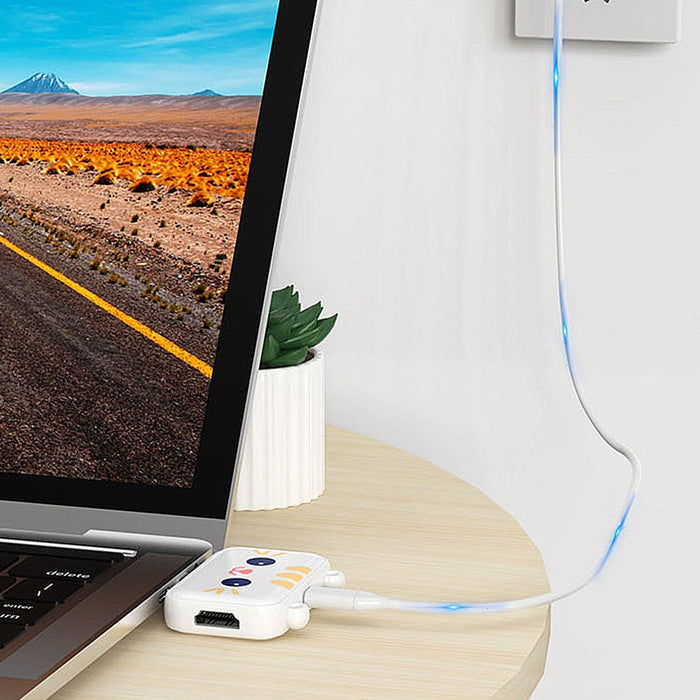 Basix Docking Station - 3-in-1 Type-C USB-C Hub Splitter with USB3.0, PD, HDMI Multiport - Ideal for PC and Laptop Users - Shopsta EU
