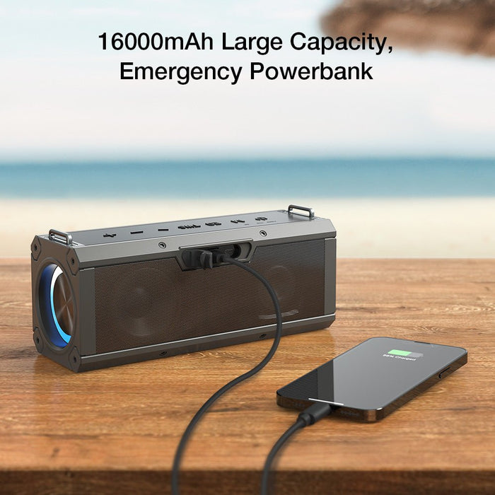 BlitzMax BM-WA3 Pro - 120W Portable Bluetooth Speaker with Quad Drivers, Deep Bass Diaphragm, EQ Stereo, RGB Lighting, TWS, and 16000mAh Power Bank - Perfect for Outdoor Adventures and Music Lovers - Shopsta EU