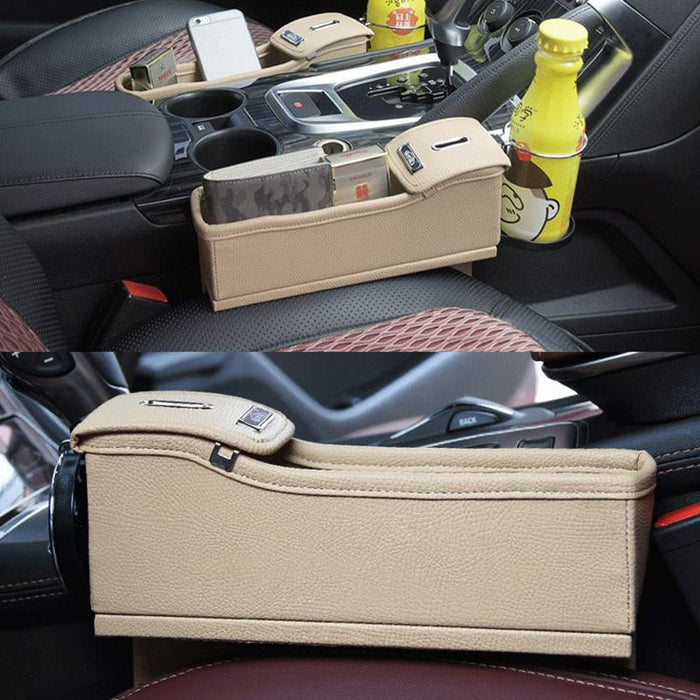 Car Seat Gap Storage Box - Multifunctional Leather Holder for Water Cup, Phone, Coins - Ideal Car Organizing Solution for Motorists - Shopsta EU