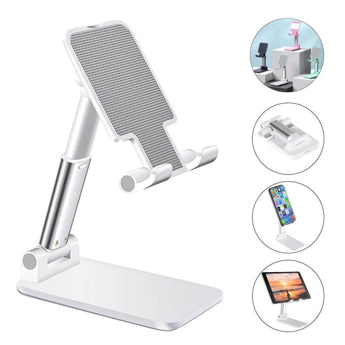CCT9 Universal Folding Telescopic Stand - Desktop Mobile Phone and Tablet Holder Compatible with iPad Air, iPhone 12, XS, 11 Pro, POCO X3 NFC - Ideal Stand for Work, Home and Travel Use - Shopsta EU