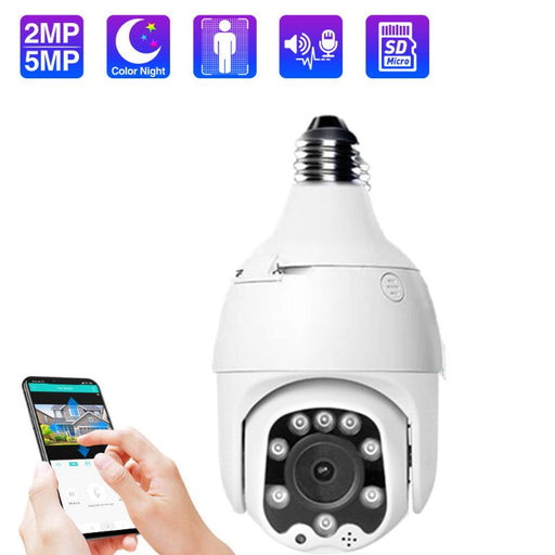 ECQ06-5MP IP Camera - WiFi Wireless Auto Tracking, 5MP Night Vision, Waterproof PTZ Speed Dome Surveillance, E27 Connector, TF Card Storage - Ideal for Outdoor Security and Monitoring - Shopsta EU