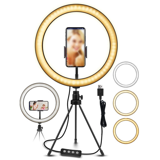 EGL-02 - 10 inch USB Video Light Stand with 3 Color Modes and 10 Brightness Levels - Ideal for Selfie Makeup, Live-Stream and Vlog Recording - Shopsta EU