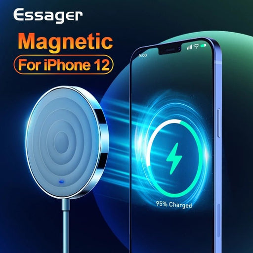 Essager 15W QI Magnetic Wireless Charger - Fast Charging Pad for iPhone 12 Series, Samsung S21, Galaxy Note S20 Ultra, Huawei Mate40, OnePlus 8 Pro - Ideal for Smartphone Users Needing Quick Charge - Shopsta EU