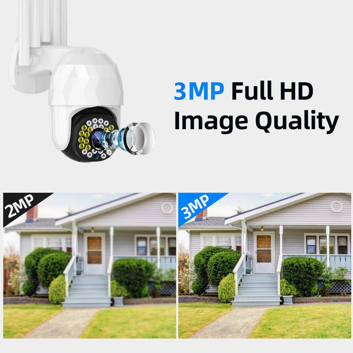 Guudgo 28LED 5X Zoom HD 3MP - Outdoor IP Security Camera with PTZ, Night Vision, IP66 Waterproof, Two-Way Audio, Motion Detection - Ideal for CCTV Surveillance and Home Security - Shopsta EU