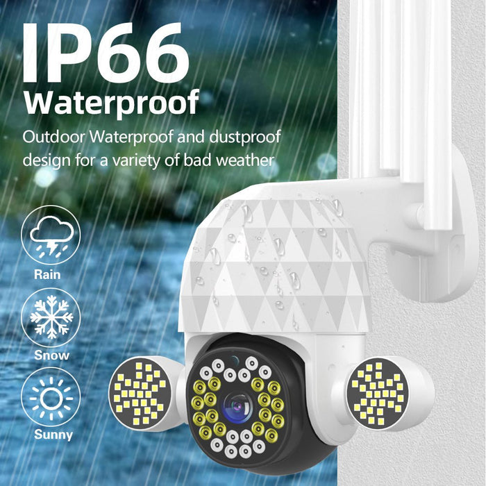 Guudgo 3MP HD PTZ - WiFi IP Security Camera with Night Vision, H.265, IP66 Waterproof, 360° Panoramic View, and 5x Zoom - Ideal for Home and Business Surveillance - Shopsta EU