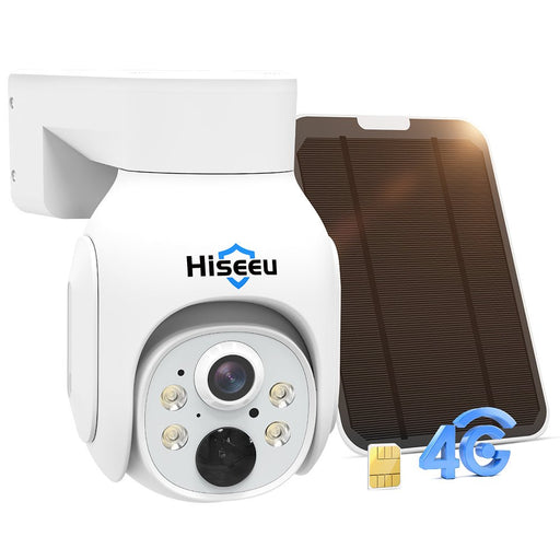 HISEEU TD473 - Solar Powered 4G Outdoor Security Camera with 360° PTZ, HD Color Night Vision & 2-Way Talk - IP66 Waterproof Home Surveillance Solution - Shopsta EU