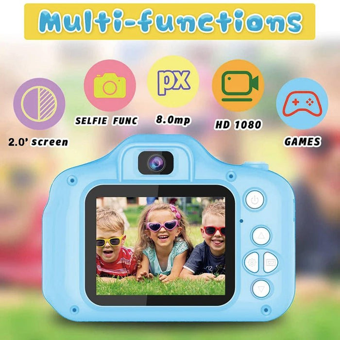 Kids digital camera cartoon multi-functions silicon case Micro Toy lanyard Child Selfie Portable Toddler Video USB Holiday Gifts - Shopsta EU