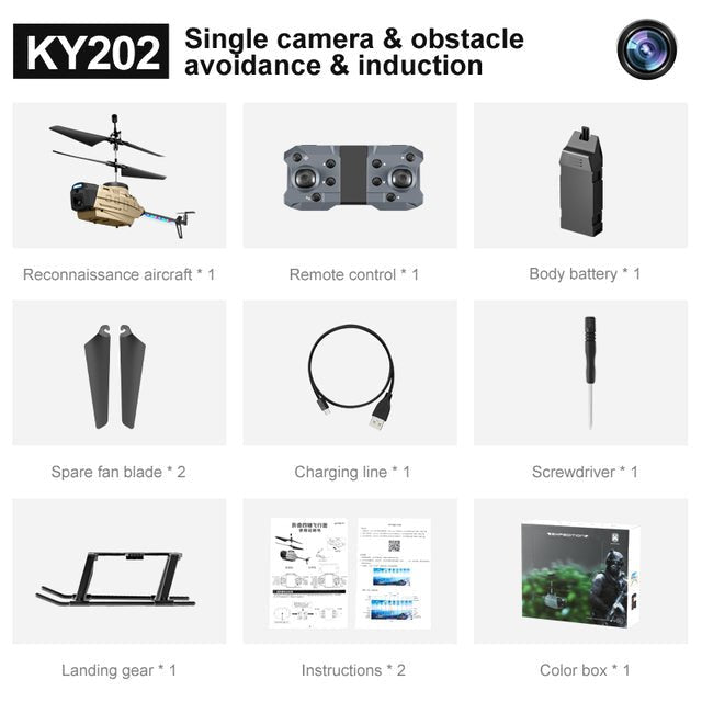 KY202 Black Bee - 4CH 6-Axis 4K Dual Camera RC Helicopter with Air Gesture, Obstacle Avoidance & Intelligent Hover - Perfect for Beginners and Drone Enthusiasts - Shopsta EU