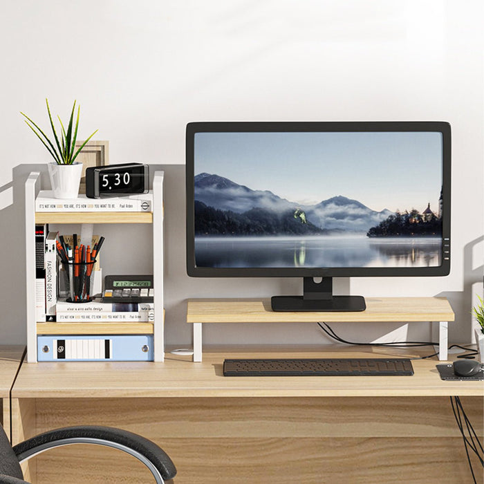 Macbook Desktop Stand - Multifunctional Monitor Riser with 2-Layer Shelves and Desk Organizer - Ideal for Office Efficiency and Space Management - Shopsta EU