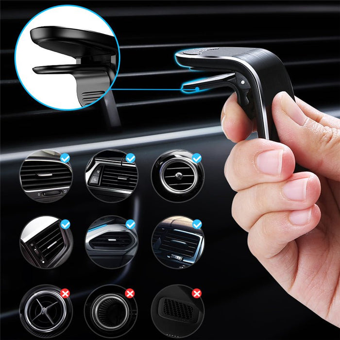 Magnetic Car Phone Holder Stand - 360 Metal Air Vent Mount for iPhone 14, 13, Samsung S22, Xiaomi 12S - Ideal for Hands-Free Driving - Shopsta EU