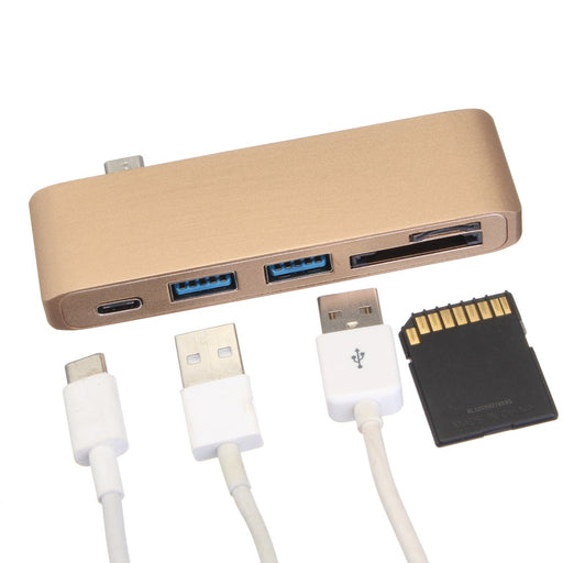 Multifunction USB Hub - Type-C to Type-C, USB 3.0, 2 Ports, TF SD Card Reader - Ideal for Laptop and PC Users - Shopsta EU