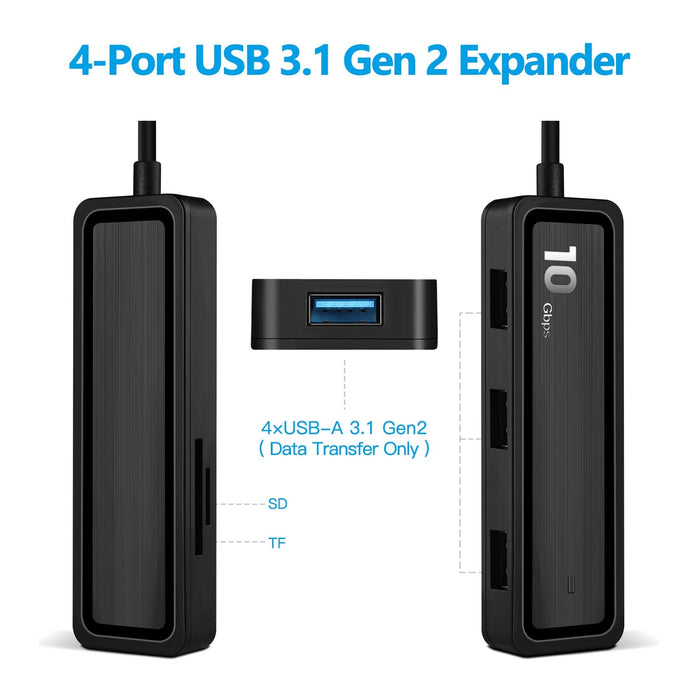 Pinrui 6-in-1 USB Hub - USB3.1 Gen 2 4-Port Expander with SD/TF Adapter, Laptop Docking Station - Perfect for Efficient Working and Data Transfers - Shopsta EU