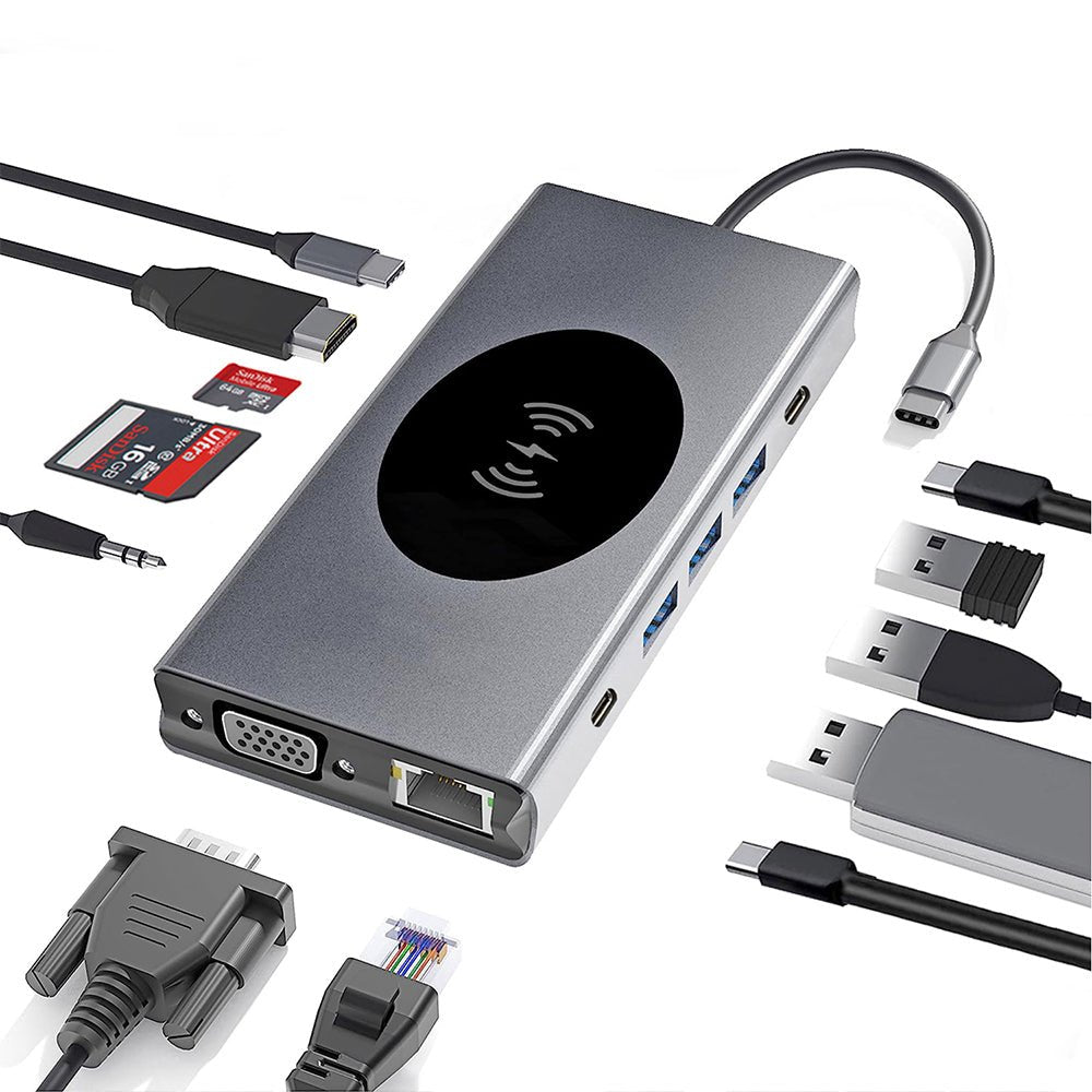 Computer Wireless Docking Pobod 13-in-1 USB-C Docking Station for Phones, TVs, Tablets, Laptops ...