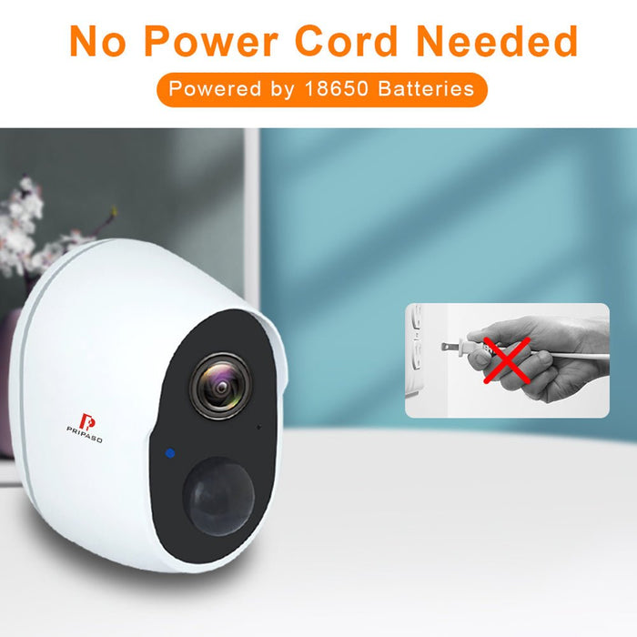 Pripaso 1080P Wireless Camera - IP CCTV Outdoor/Indoor, Waterproof, Rechargeable, Home Security - Perfect for Monitoring and Safety Needs - Shopsta EU