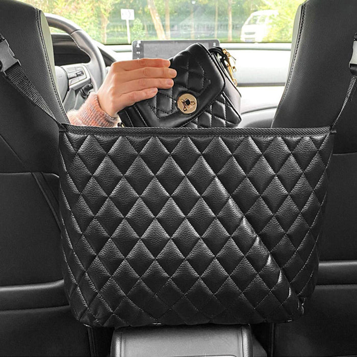 PU Leather - Back Seat Organizer with Drink Holder, Phone and Food Storage - Ideal for Vehicle Interior Organization - Shopsta EU