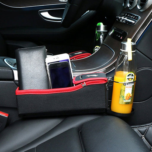 PU Leather Car Seat Storage - Multifunctional Gap Box with Mobile Phone and Water Cup Holder - Perfect for Keeping Car Organized and Clutter-Free - Shopsta EU