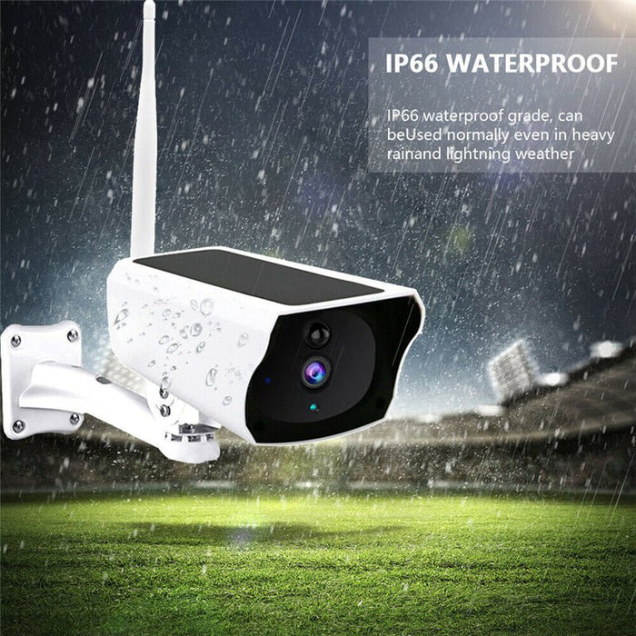 Solar Security Camera 1080P HD - WIFI IP Camera with Night Vision & Wireless PIR Motion Alarm - IP67 Waterproof for Outdoor and Indoor Use - Shopsta EU