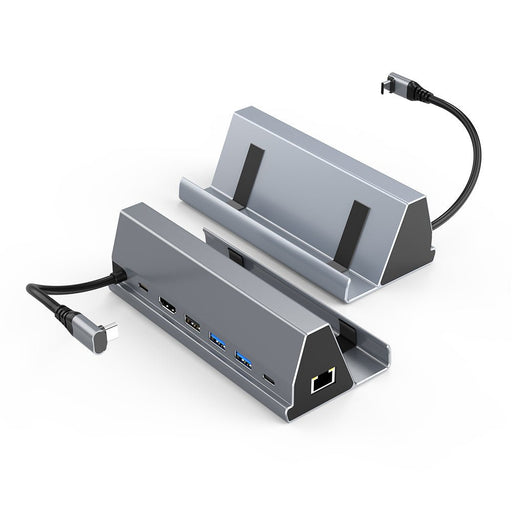 Steam Deck Docking Station - 7-in-1 Aluminum Alloy TV Base Stand with 60Hz HDMI-Compatible USB-C - Perfect for Steam Deck Console Users - Shopsta EU