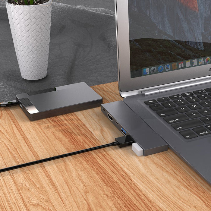 Type-C Docking Station - 6-in-1 USB-C Hub with 3x USB 3.0, PD 100W, 5Gbps, 4K/30Hz HDMI Multiport, Splitter Adapter - Ideal for PC and Laptop Users - Shopsta EU