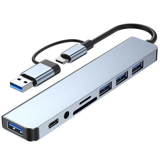 Type-C Docking Station - 8-in-1 USB-C Hub Splitter with USB3.0, USB2.0, USB-C Data, SD/TF Card Reader, 3.5mm Audio Multiport - Ideal for PC & Laptop Connectivity - Shopsta EU