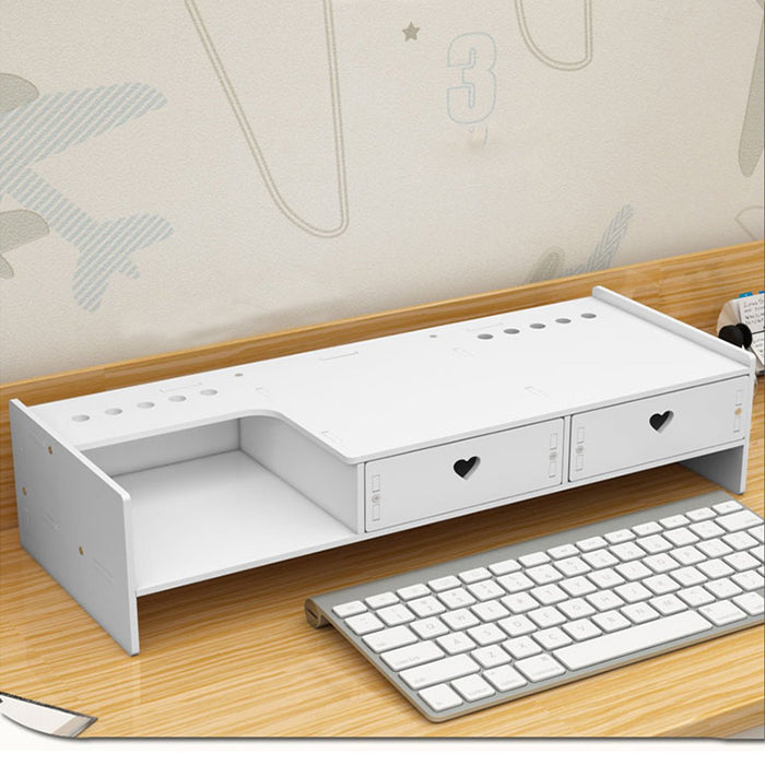 Universal & Storage Drawer Brand - Wooden Macbook PC Riser, Laptop Monitor, Desktop Stand Holder, Screen Rack Organizer - Ideal Solution for Desktop Organization and Screen Elevation - Shopsta EU