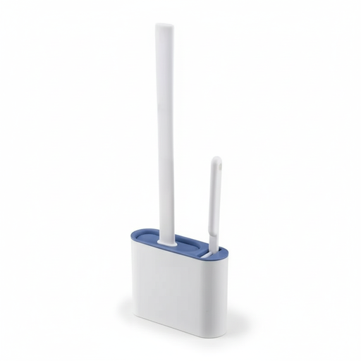 Silicone Toilet Brush Set — Flat Flexible Head with Wall-Mounted Holder
