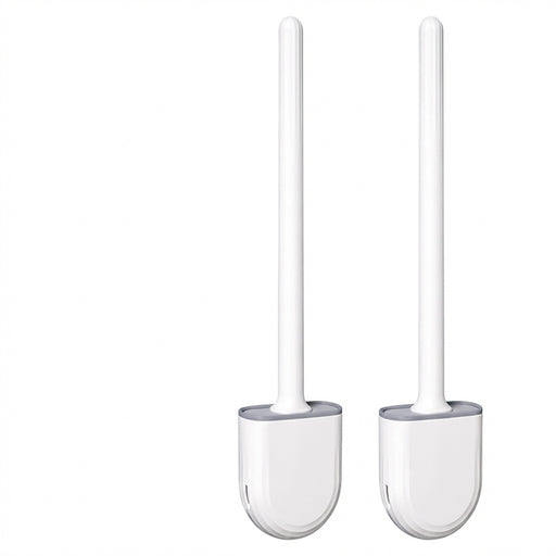 Wall-Mounted Silicone Toilet Brush Set — Easy Install, Long Handle with Portable Holder