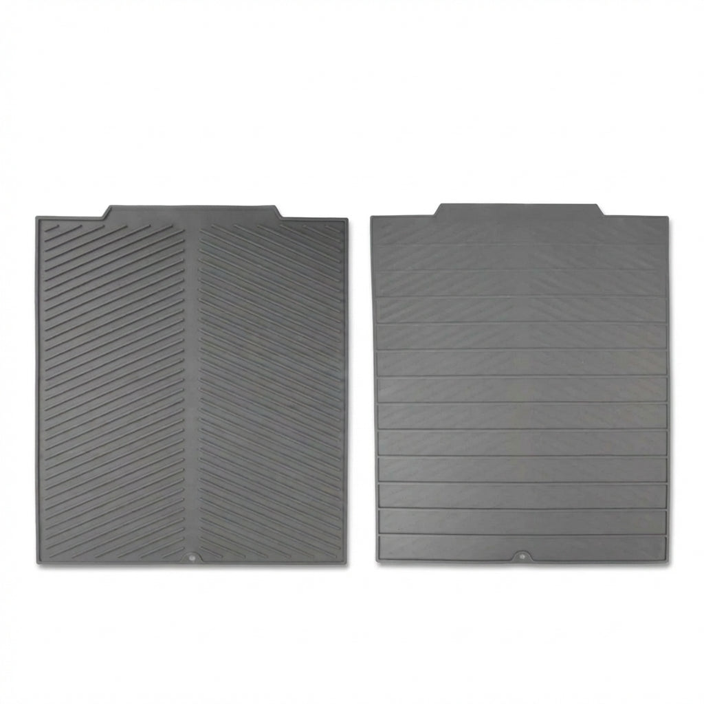 Silicone Kitchen Drain Mat — Non-Slip Heat-Resistant Drying Pad, Rectangle Trivet (Grey, S/M/L)