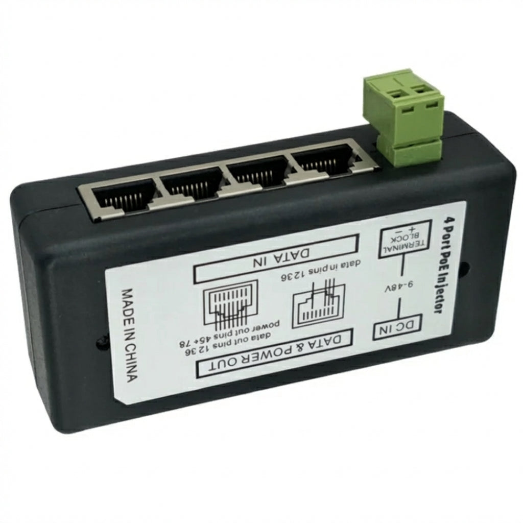 4-Port Passive PoE Injector Module – DC 9–48V for IP Cameras & Access ...