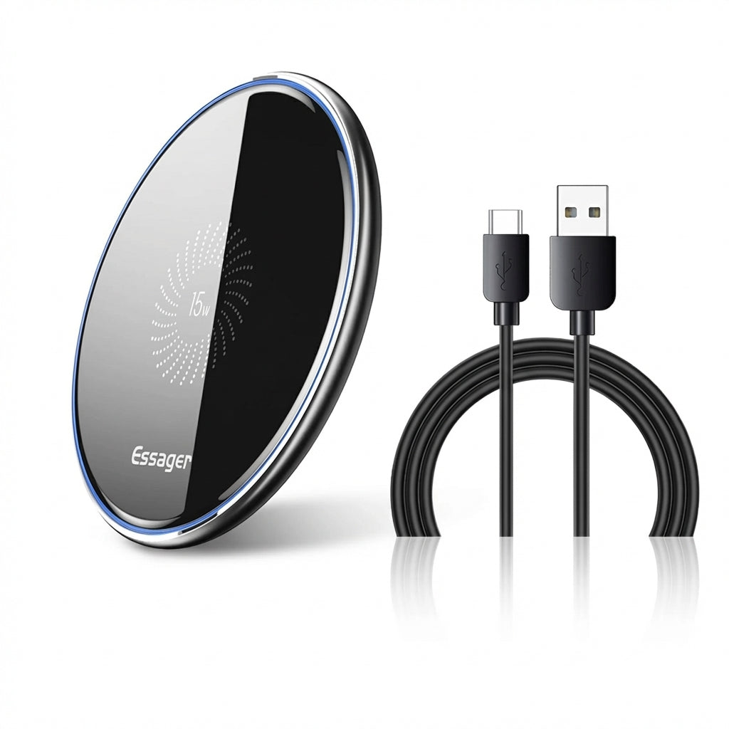 15W Qi Wireless Charging Pad — Fast Charger for iPhone, Samsung & AirPods