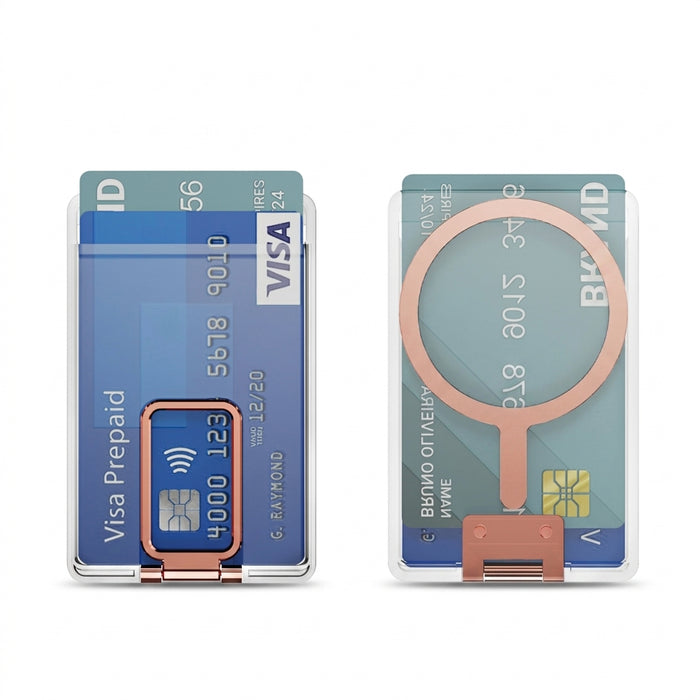 Transparent Magnetic MagSafe Card Wallet with Metal Stand for iPhone