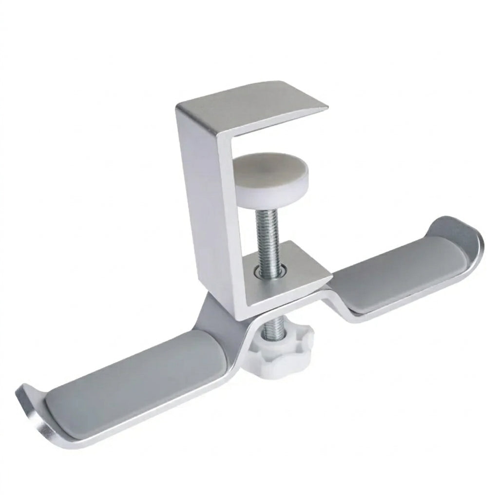 PC Gaming Aluminium Dual Headset Stand — Under-Desk Clamp with Adjustable Rotating Arm