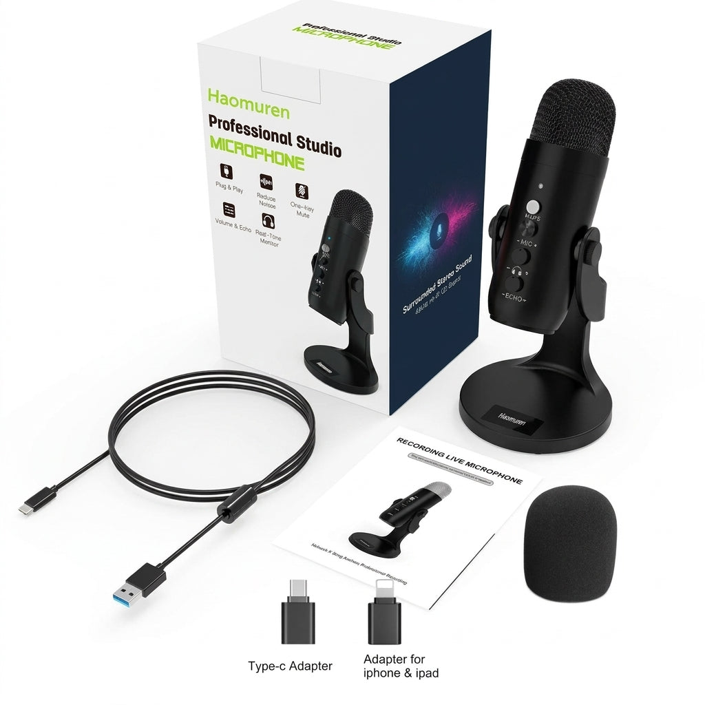 USB Condenser Microphone for PC & Mac — Gaming, Streaming and Podcasting with Headphone Monitor