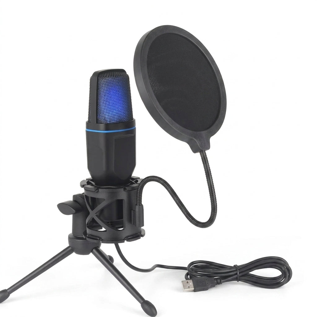 USB RGB Condenser Microphone — Wired Gaming & Streaming Mic for PC/Laptop
