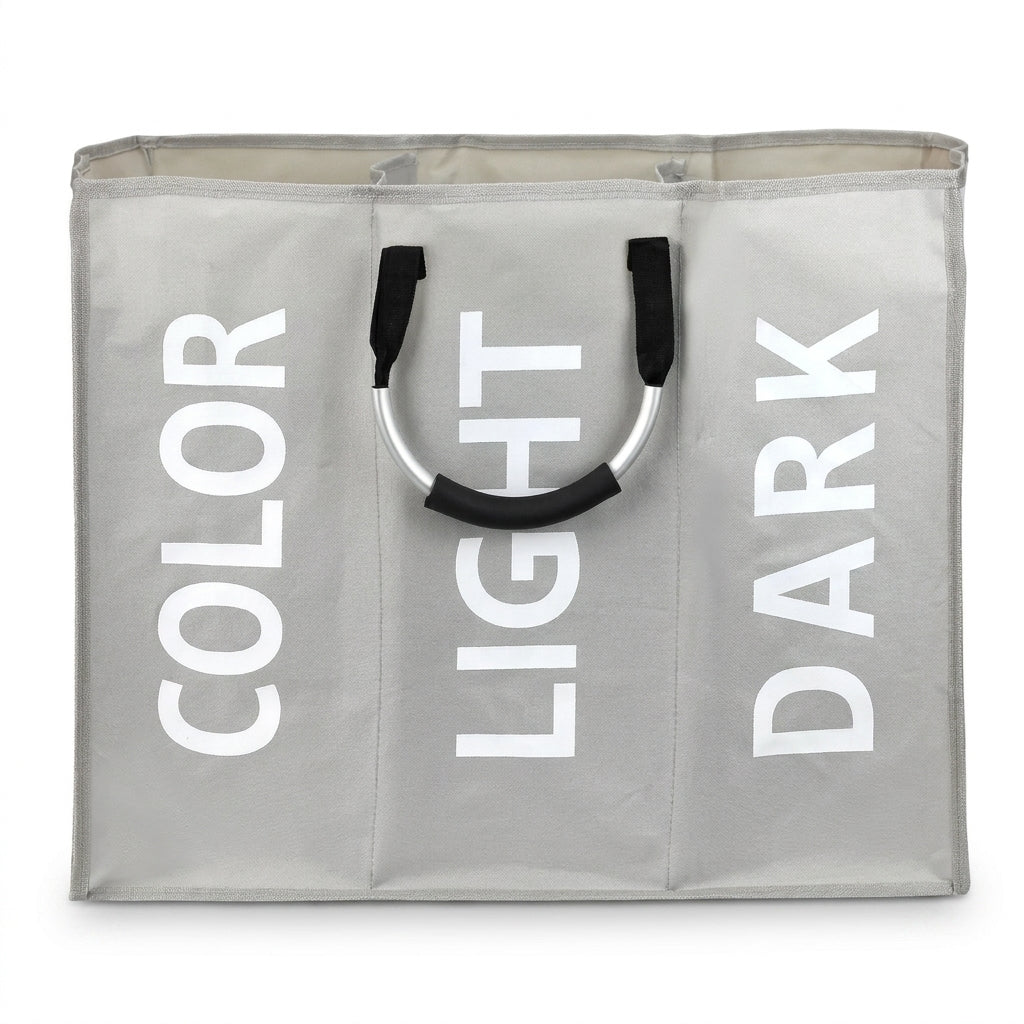 3-Compartment Foldable Laundry Hamper Bag – Waterproof Oxford Fabric