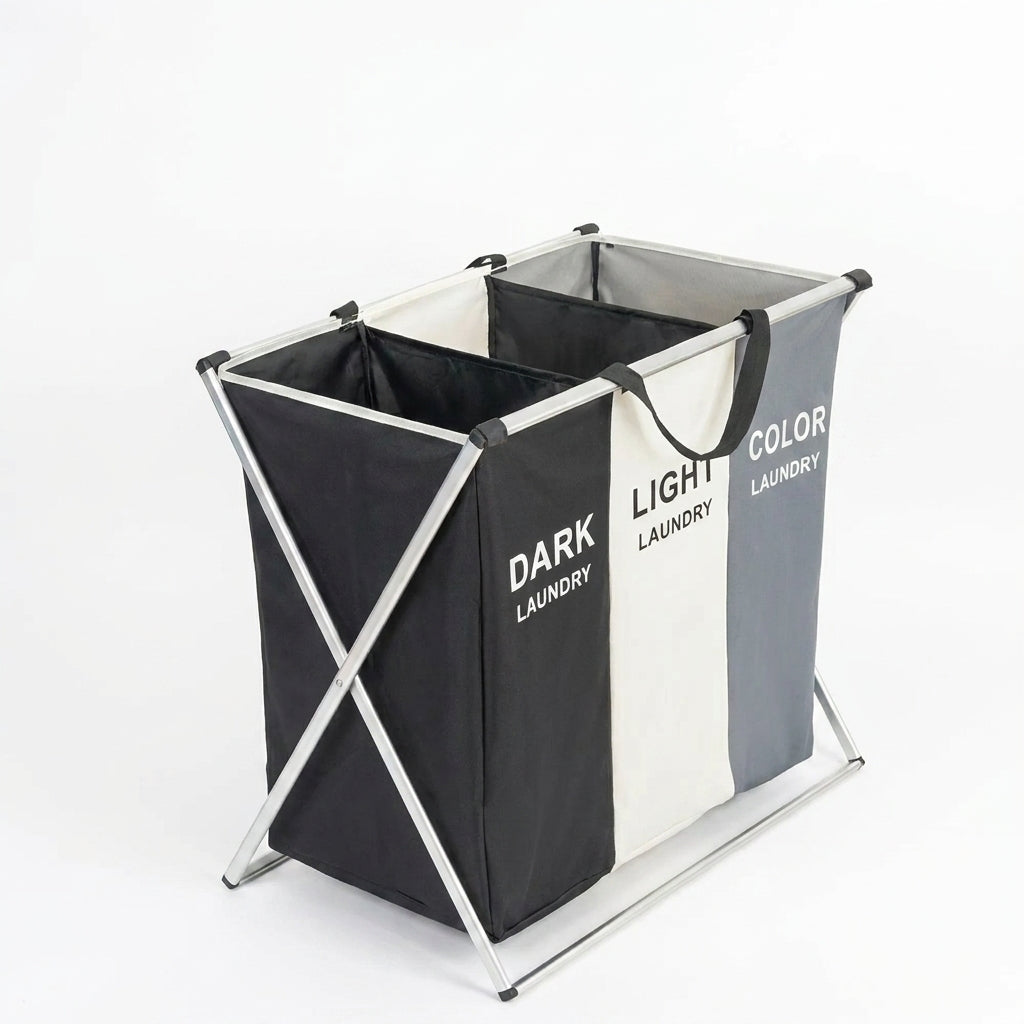 Large Foldable Laundry Sorting Basket – 2 or 3 Compartments, Oxford Fabric