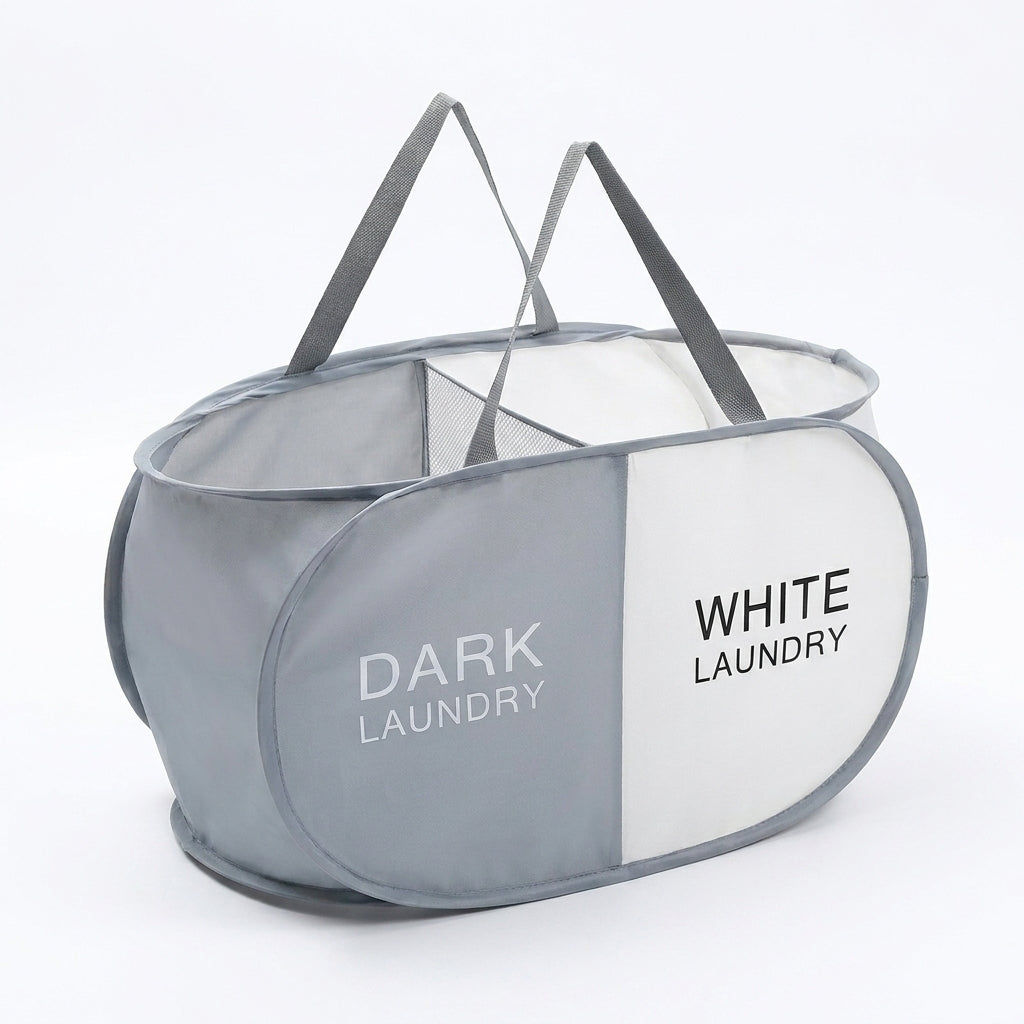 Large Foldable Laundry Hamper with Handles — Fabric Sorting Basket, Collapsible Organiser