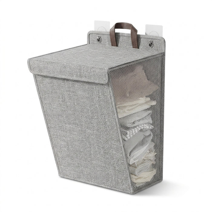 Foldable Adhesive Wall Laundry Hamper – Punch-Free Mesh Basket