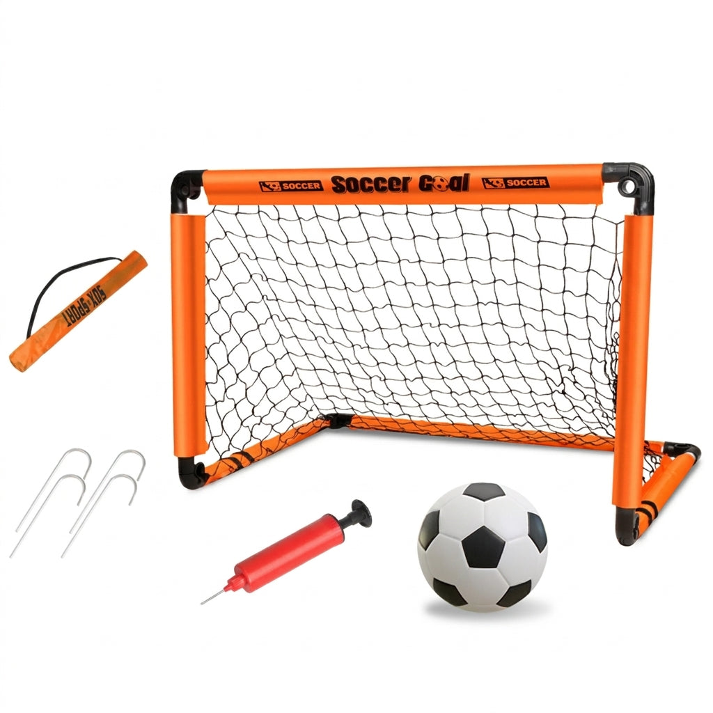 Foldable Kids Football Goal with Ball, Pump & Ground Pegs