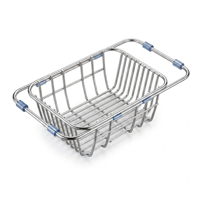 Telescopic Stainless Steel Sink Drainer Basket – Dish Rack Organiser
