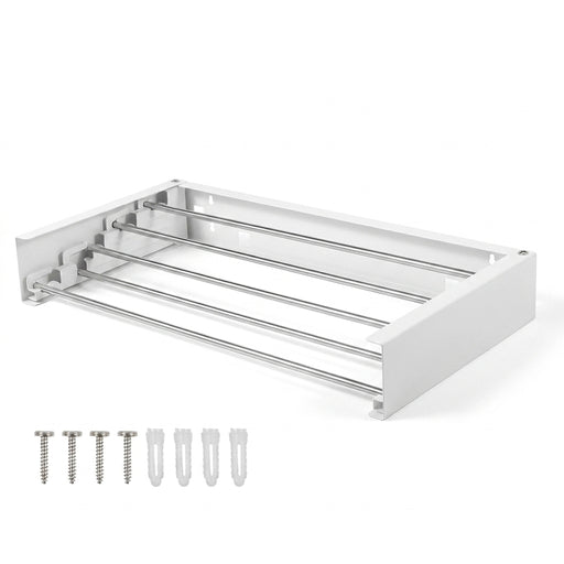 Folding Wall-Mounted Clothes Drying Rack — Retractable, Space-Saving
