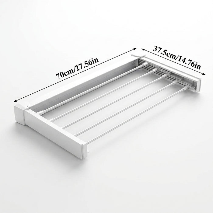 Folding Telescopic Wall-Mounted Towel & Clothes Rack — PVC, Extendable (White/Silver)