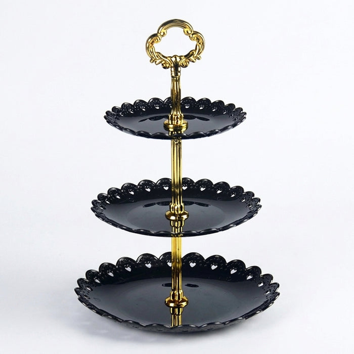 3-Tier ABS Cake Stand — Fruit & Dessert Display (Black or White)