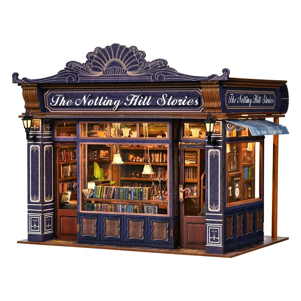 Notting Hill Book Nook 3D Wooden Puzzle DIY Bookstore Bookend Dollhouse Model