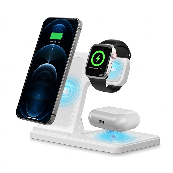 3-in-1 Magnetic Foldable Wireless Charger — 18W Fast Charge for iPhone, iWatch & AirPods