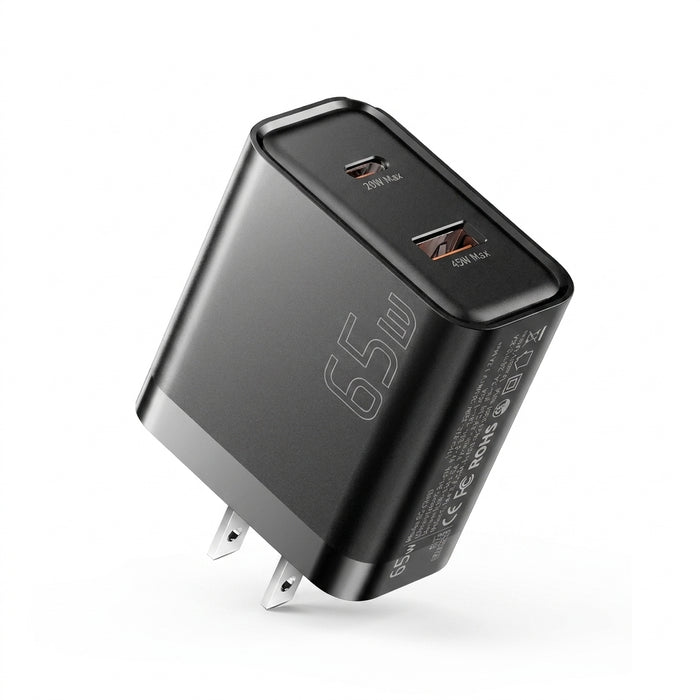 65W GaN USB-C PD Fast Charger with QC3.0 — Phone Adapter for iPhone 16 Pro Max & Galaxy S23 (UK plug option)