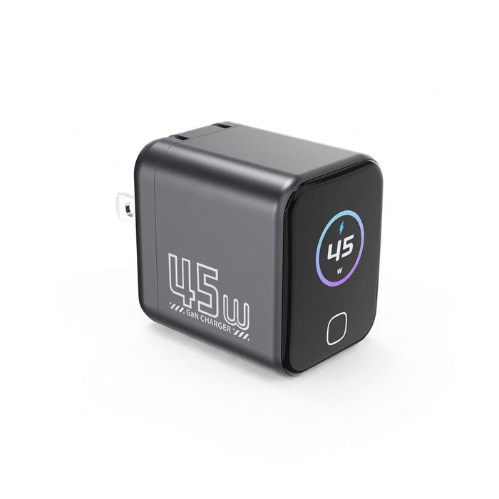 45W PD GaN USB‑C Charger with AI Touch Display — USB‑C PD for iPhone & Android (EU/UK/US)